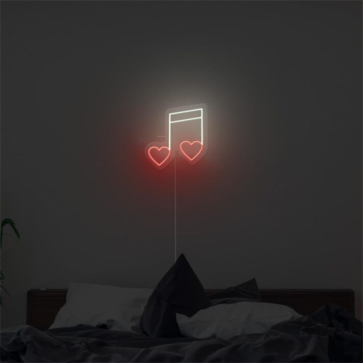 Set the perfect mood for your store, bar, or music-themed wedding with the Note With Heart Musical LED Neon Sign.